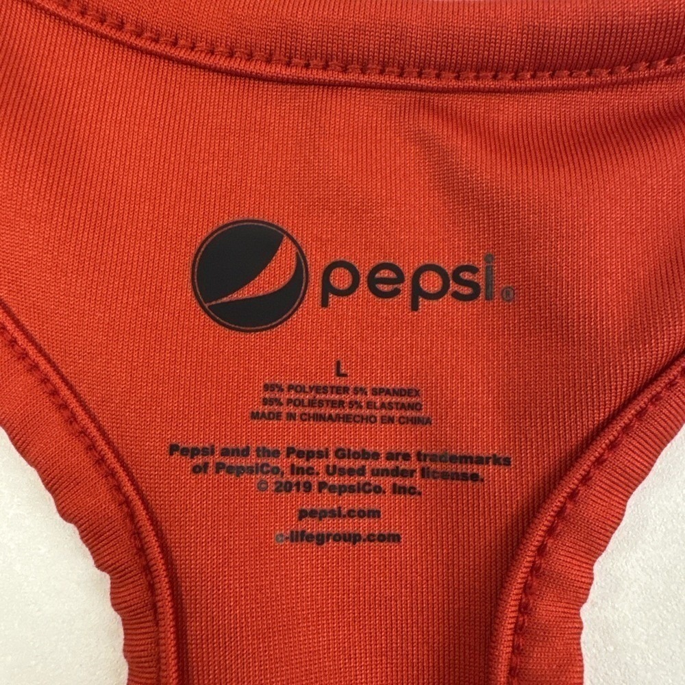 Pepsi One Piece Swimsuit Women Large Blue Red White Pinstripe Racerback Logo - Picture 3 of 11
